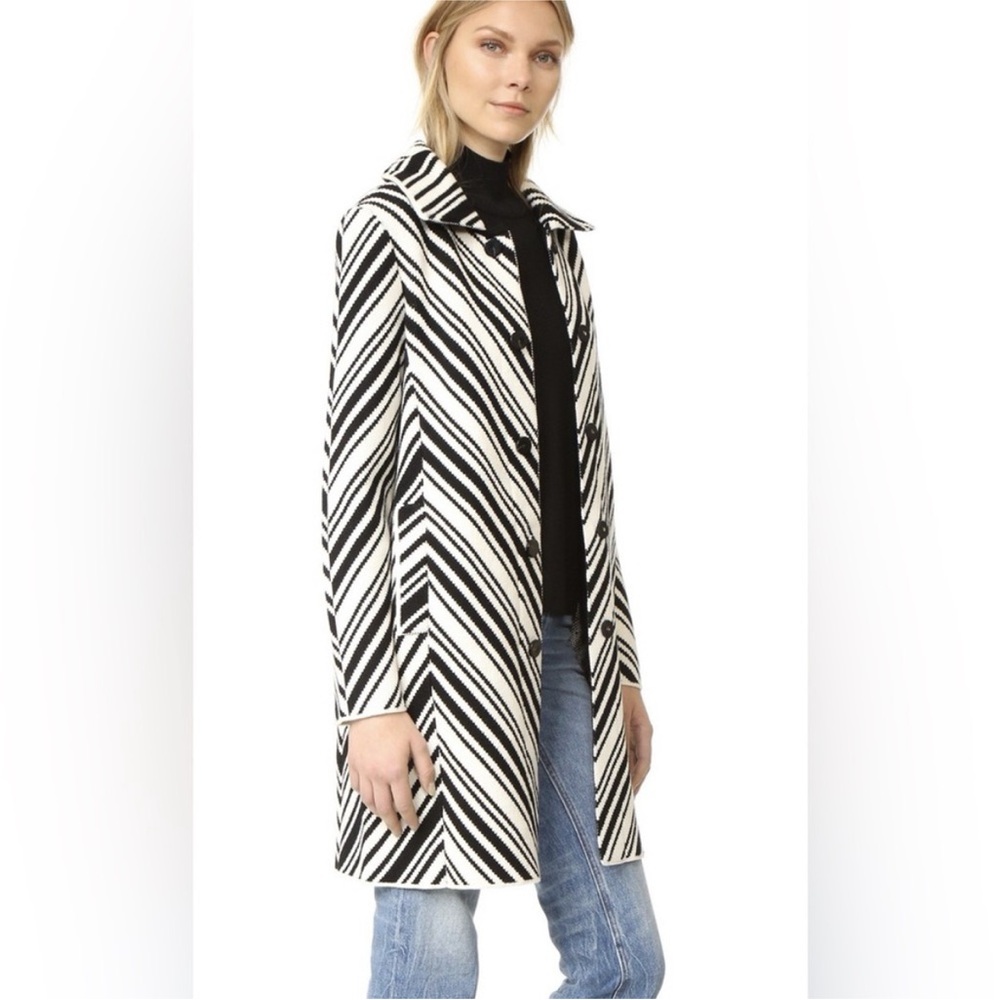 Tory Burch Black and White Tavia Jacquard Jacket